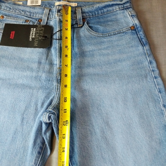 Levi's Wedgie Straight Leg Crop Jeans Tango Blue 90s Mom Denim Pants High Rise - Picture 5 of 15